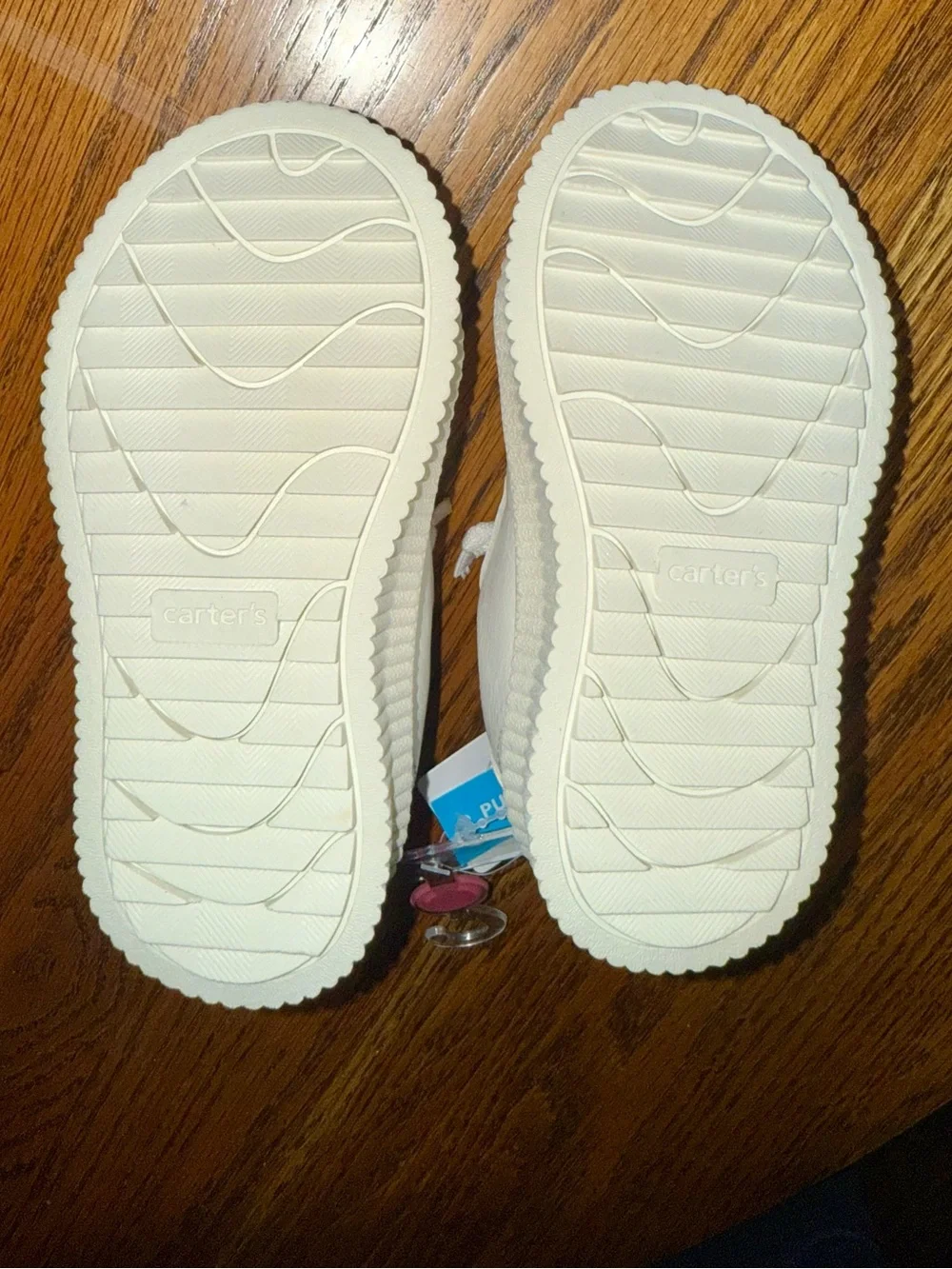 Carter's NWT size 5-  White Sneakers with Pink Interior and Smiley Bead Accents
